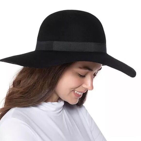 New INC INTERNATIONAL CONCEPTS Wool Felt Floppy Hat black - Picture 1 of 4